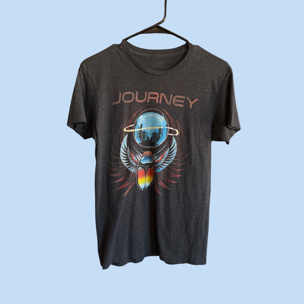 Journey Band Tee Charcoal Grey Scarab Graphic Rock T-Shirt Small